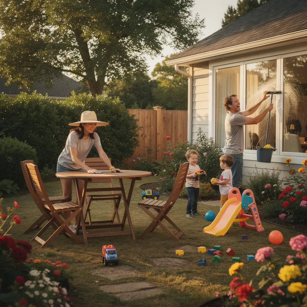 A commercial office space being thoroughly cleaned with advanced equipment.